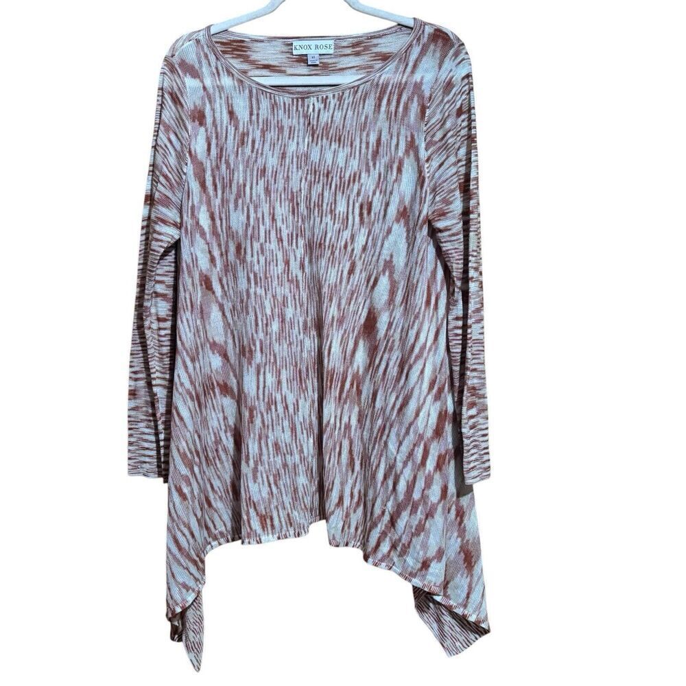 Knox Rose Tunic Sweater Women XL Multicolor Marled Stretch Pullover Asymmetrical